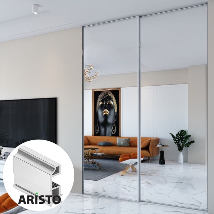 Дверь-купе ARISTO SLIM LINE, зеркало, профиль хром крацованный