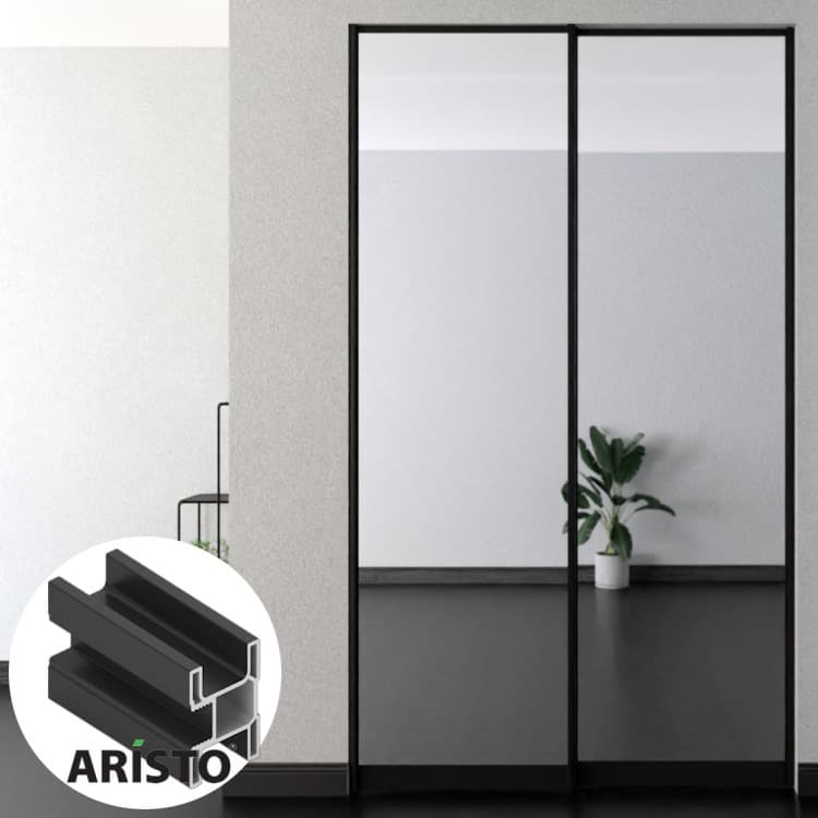 Дверь-купе ARISTO SMART, зеркало, профиль черный матовый