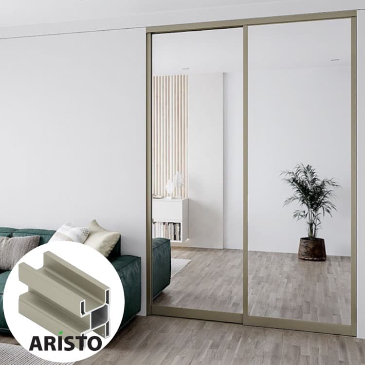 Дверь-купе ARISTO SMART, зеркало, профиль шампань матовая